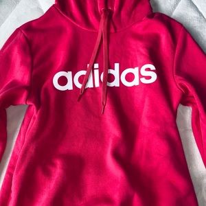 Hot pink adidas hoodie (with pockets )